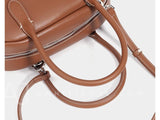 Genuine Leather Bowling Bag Brown Bowler Handbag For Women 