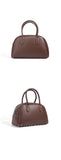 Genuine Leather Bowling Bag Brown Bowler Handbag For Women 