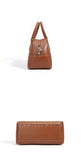 Genuine Leather Bowling Bag Brown Bowler Handbag For Women 