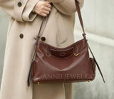 Women's brown Leather Hobo Purse With Zipper brown Leather Hobo Shoulder Bag - Annie Jewel
