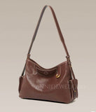 Women's brown Leather Hobo Purse With Zipper brown Leather Hobo Shoulder Bag - Annie Jewel
