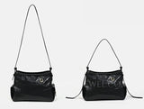 Women's Black Leather Hobo Purse With Zipper Black Leather Hobo Shoulder Bag - Annie Jewel