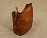 Brown Leather Bucket Bag Genuine Leather Bucket Shoulder Bag Womens 