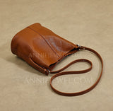 Brown Leather Bucket Bag Genuine Leather Bucket Shoulder Bag Womens 