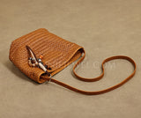 Woven Leather Bucket Bag Genuine Leather Bucket Shoulder Bag Womens 