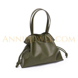 Dark Green Brown Leather Bucket Tote Bag Medium Black Tote Womens