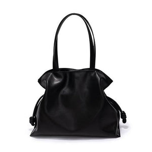 Black Leather Bucket Tote Bag Medium Black Tote Womens