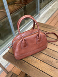 brown Genuine Leather Dome Satchel Handbag Women's Dome Satchel Bag - Annie Jewel