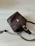 Genuine Leather Drawstring Bucket Bag brown Leather Bucket Crossbody Bag Womens - Annie Jewel