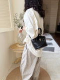 Drawstring Leather Small Leather Bucket Bag Small Leather Basket Bag Womens - Annie Jewel