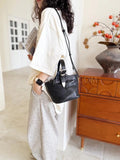 Drawstring Leather Small Leather Bucket Bag Small Leather Basket Bag Womens - Annie Jewel