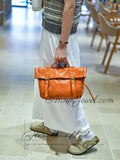 Vintage Leather Satchel Bag Genuine Leather Flap Satchel With Buckle Straps Womens - Annie Jewel