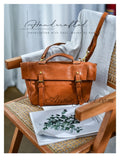 Retro Leather Messenger Bag Women Top Handle Leather Satchel Bag - Annie Jewel
