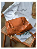 Retro Leather Messenger Bag Women Top Handle Leather Satchel Bag - Annie Jewel
