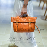 Retro Leather Messenger Bag Women Top Handle Leather Satchel Bag - Annie Jewel