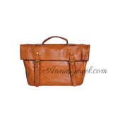 Retro Leather Messenger Bag Women Top Handle Leather Satchel Bag - Annie Jewel