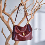 Soft Burgundy Genuine Leather Flap Purse Minimalist Leather Shoulder Bag Womens