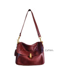 Genuine Leather Flap Shoulder Bag Gold Clasp Women's Leather Shoulder Bag Curved Flap