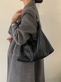 Black Leather Slouchy Hobo Bag Genuine Leather Hobo Shoulder Bags Womens