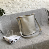 silver Leather Hobo Bucket Bag Women's Leather Hobo Bags Zip Hobo Bag 