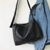 Women's Soft Leather Hobo Bag With Zipper black Leather Hobo Crossbody Bag 