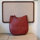 Simple Leather Shoulder Bag Genuine Leather Hobo Purse Slouchy red Leather Bag 