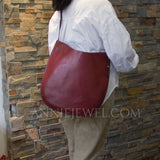 Simple Leather Shoulder Bag Genuine Leather Hobo Purse Slouchy Leather Bag 