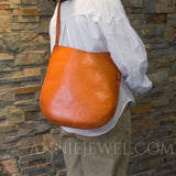 Simple Leather Shoulder Bag Slouchy Leather Bag Genuine Leather Hobo Purse