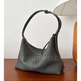 Grey Leather Hobo Shoulder Bag Best Leather Hobo Bags Cowhide Hobo Purse Womens - Annie Jewel