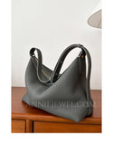 Grey Leather Hobo Shoulder Bag Best Leather Hobo Bags Cowhide Hobo Purse Womens - Annie Jewel