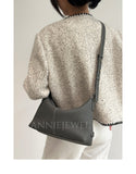 Grey Leather Hobo Shoulder Bag Best Leather Hobo Bags Cowhide Hobo Purse Womens - Annie Jewel