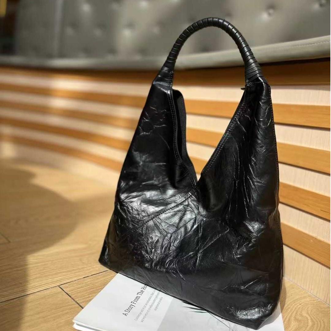 Black Leather Shoulder Soft Leather Hobo Purse Hobo Leather Tote