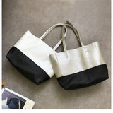 Black And White Upright Leather Tote Bag Soft Genuine Leather Laptop Tote Bag For Women 