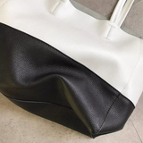 Black And White Upright Leather Tote Bag Soft Genuine Leather Laptop Tote Bag For Women 