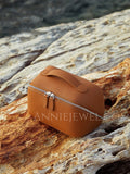 brown Leather Makeup Bag With Compartments brown Leather Cosmetic Bag For Women - Annie Jewel