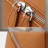 brown Leather Makeup Bag With Compartments brown Leather Cosmetic Bag For Women - Annie Jewel