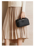 black Leather Makeup Cosmetic&Toiltery Bags Purse Pouch For Womens - Annie Jewel