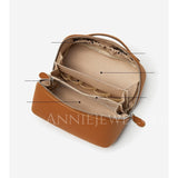 brown Leather Makeup Bag With Compartments brown Leather Cosmetic Bag For Women - Annie Jewel