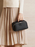 Genuine Leather Makeup Bag With Compartments Black Leather Cosmetic Bag For Women - Annie Jewel