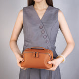 brown Leather Makeup Cosmetic&Toiltery Bags Purse Pouch For Womens - Annie Jewel