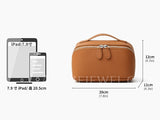 brown Leather Makeup Bag With Compartments brown Leather Cosmetic Bag For Women - Annie Jewel