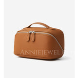 brown Leather Makeup Cosmetic&Toiltery Bags Purse Pouch For Womens - Annie Jewel
