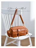Genuine leather camera bag crossbody multiple compartments leather crossbody bag with front pockets and zipper