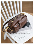 leather crossbody bag with front pockets vintage leather shoulder bag with pockets