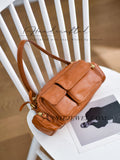 Genuine leather camera bag crossbody multiple compartments leather crossbody bag with front pockets and zipper

