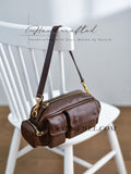 Genuine leather camera bag crossbody multiple compartments leather crossbody bag with front pockets and zipper