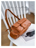 Genuine leather camera bag crossbody multiple compartments leather crossbody bag with front pockets and zipper