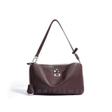 Women's brown Leather Shoulder Bag Medium Leather Shoulder Bag With Zipper 