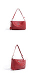 Women's Red Leather Shoulder Bag Medium Leather Shoulder Bag With Zipper 