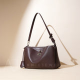 Women's brown Leather Shoulder Bag Medium Leather Shoulder Bag With Zipper 